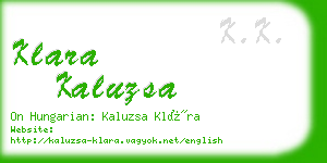 klara kaluzsa business card